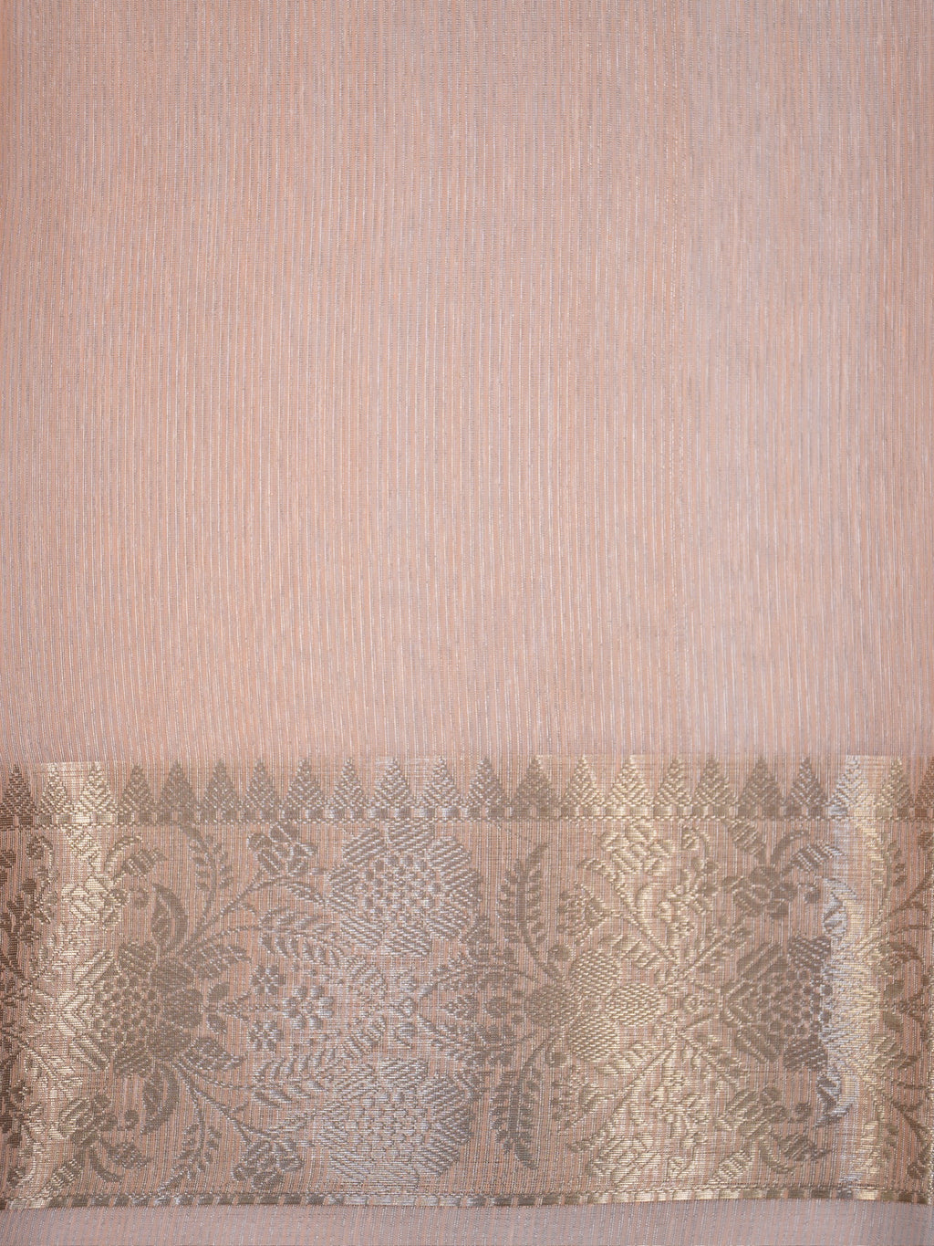 Peach Soft Cotton Silk Embroidered Saree with Silver Zari