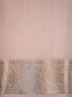 Peach Soft Cotton Silk Embroidered Saree with Silver Zari