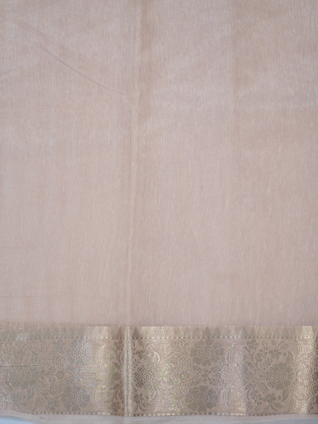 Beige Taupe Soft Cotton Silk Embroidered Saree with Silver Zari