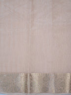 Beige Taupe Soft Cotton Silk Embroidered Saree with Silver Zari