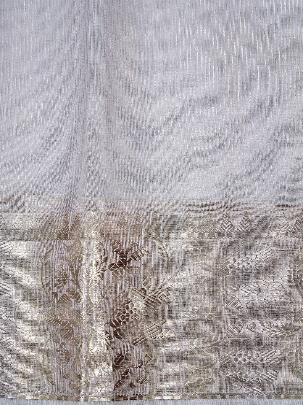 Powder Blue Soft Cotton Silk Floral Vine Embroidered Saree with Silver Zari