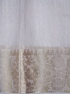 Powder Blue Soft Cotton Silk Floral Vine Embroidered Saree with Silver Zari