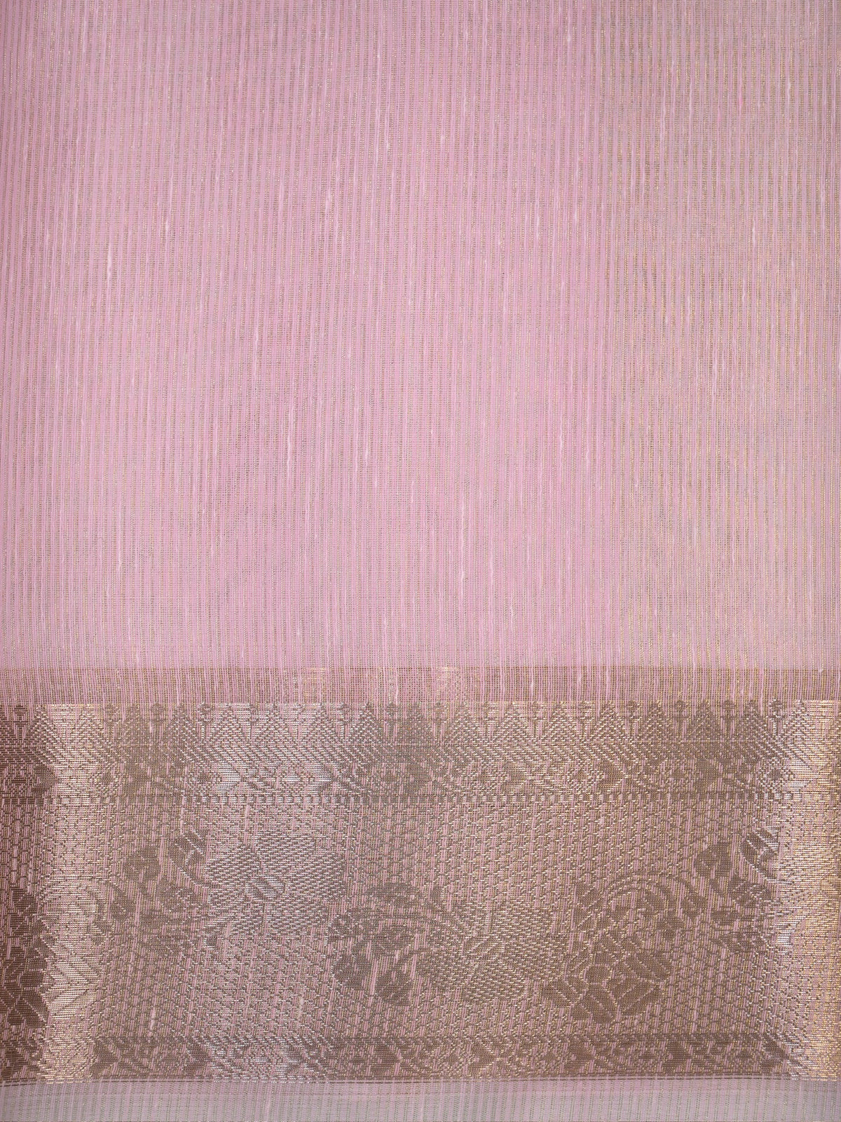 Light Pink Soft Cotton Silk Floral Embroidered Saree with Silver Zari