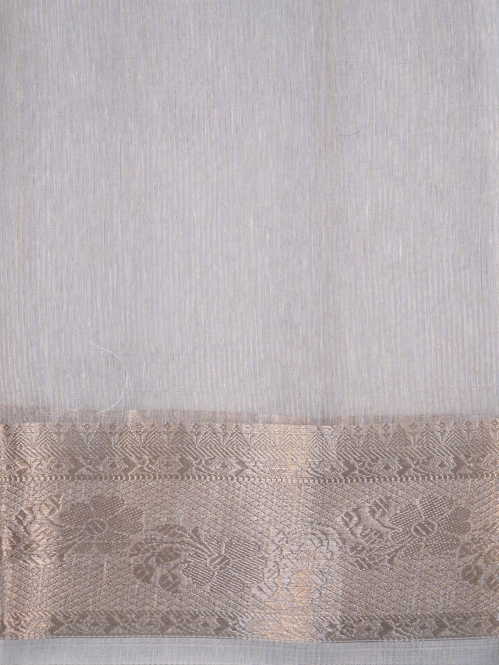 Grey Soft Cotton Silk Floral Embroidered Saree with Silver Zari