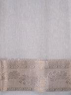 Grey Soft Cotton Silk Floral Embroidered Saree with Silver Zari