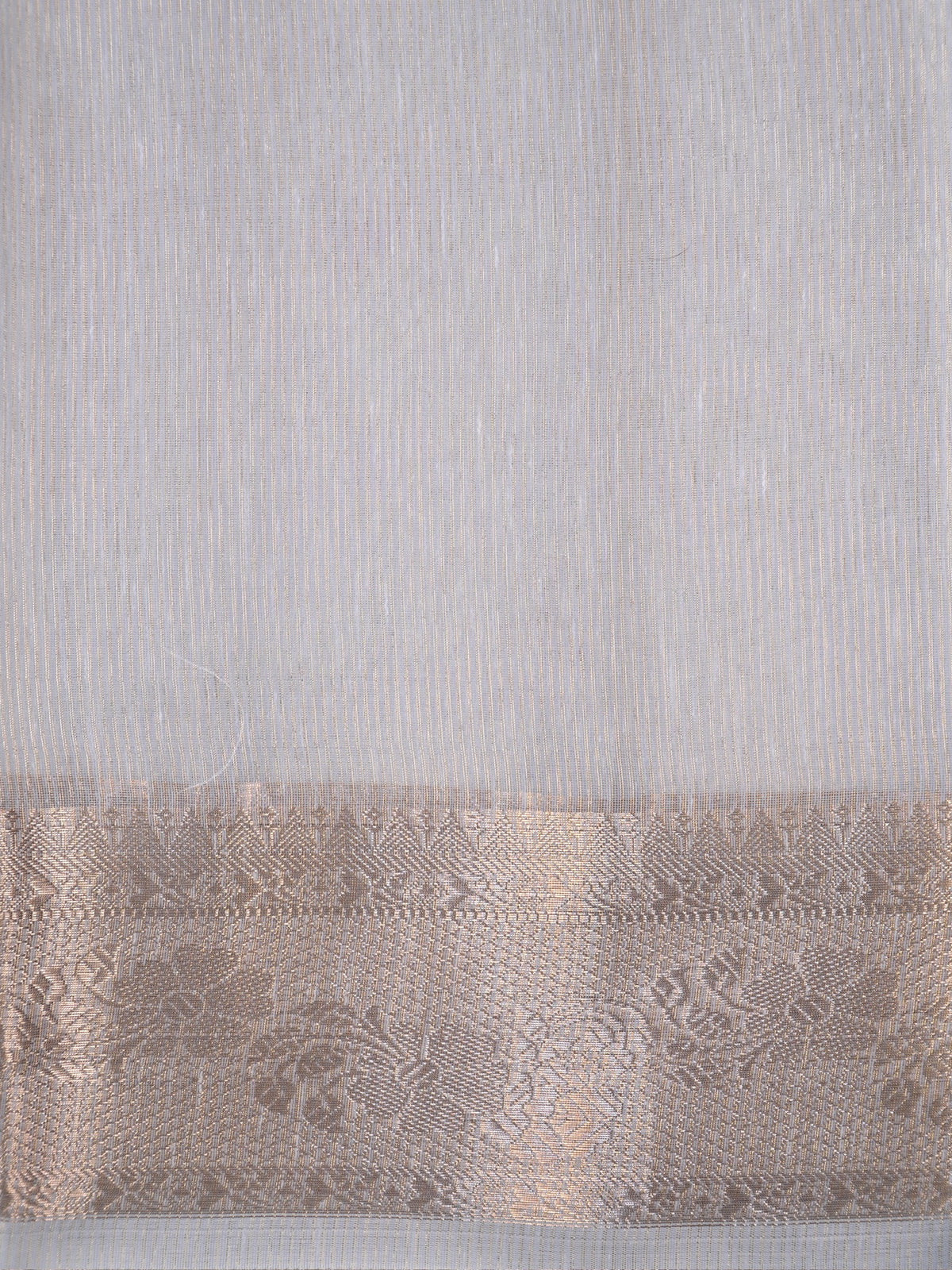 Grey Soft Cotton Silk Floral Embroidered Saree with Silver Zari