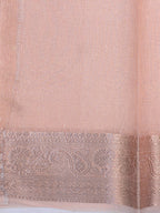 Peach Coral Soft Cotton Silk Floral Embroidered Saree with Silver Zari