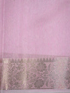 Pastel Pink Soft Cotton Silk Floral Embroidered Saree with Silver Zari