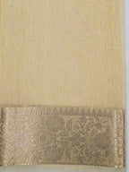 Sunshine Yellow Soft Cotton Silk Floral Vine Embroidered Saree with Silver Zari
