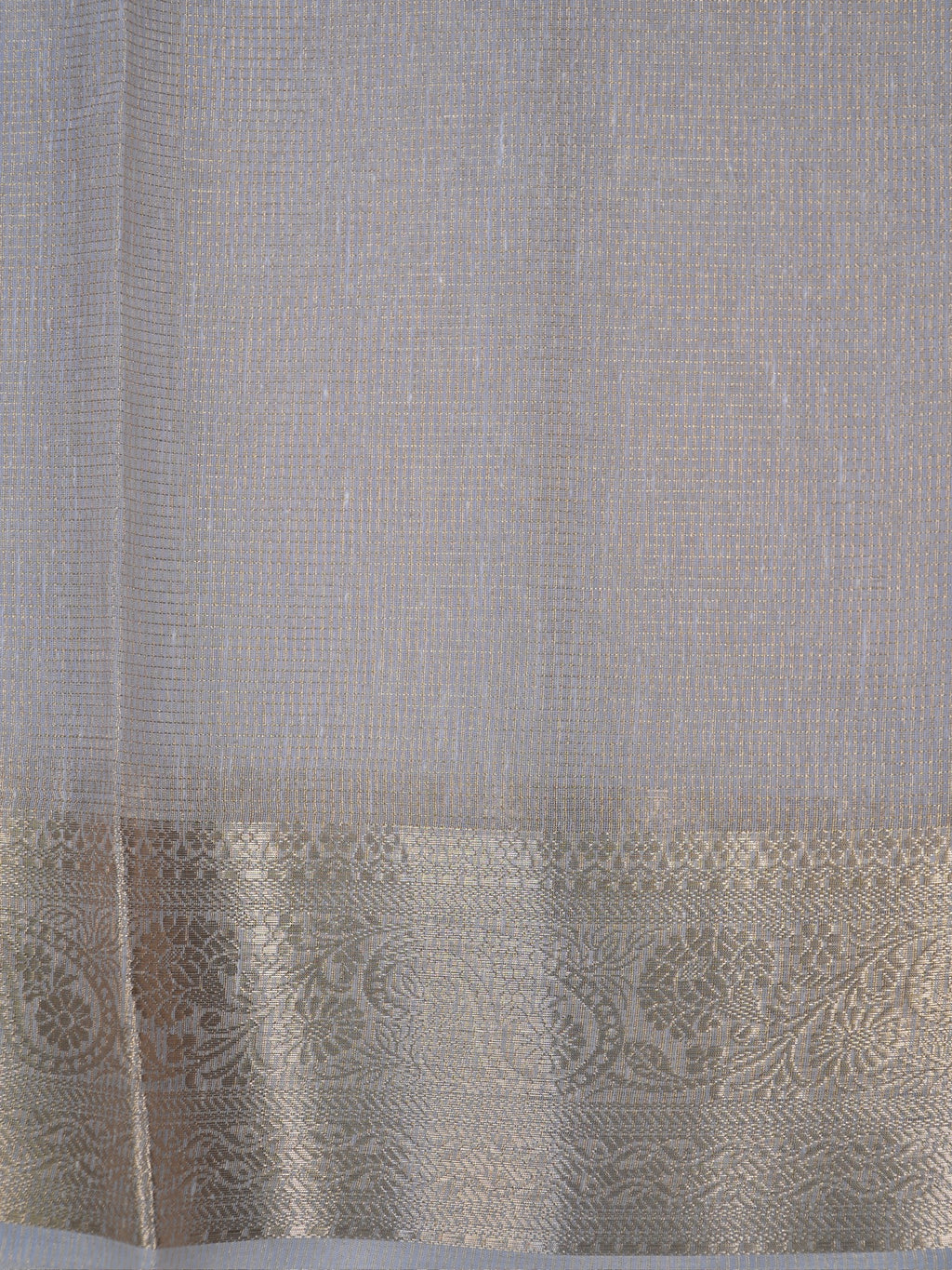 Powder Blue Soft Cotton Silk Floral Embroidered Saree with Silver Zari
