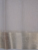 Powder Blue Soft Cotton Silk Floral Embroidered Saree with Silver Zari