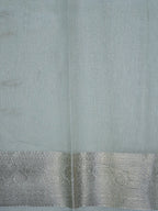 Sea Green Soft Cotton Silk Floral Embroidered Saree with Silver Zari