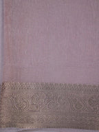 Soft Mauve Pink Soft Cotton Silk Floral Embroidered Saree with Silver Zari