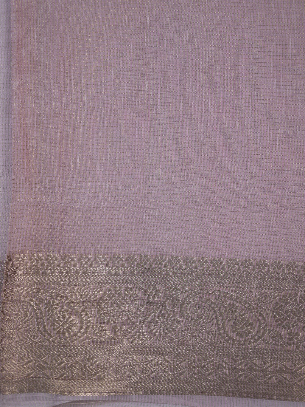 Lilac Pink Soft Cotton Silk Floral Embroidered Saree with Silver Zari