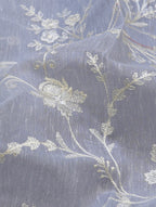 Light Blue Soft Cotton Silk Embroidered Saree with Silver Zari