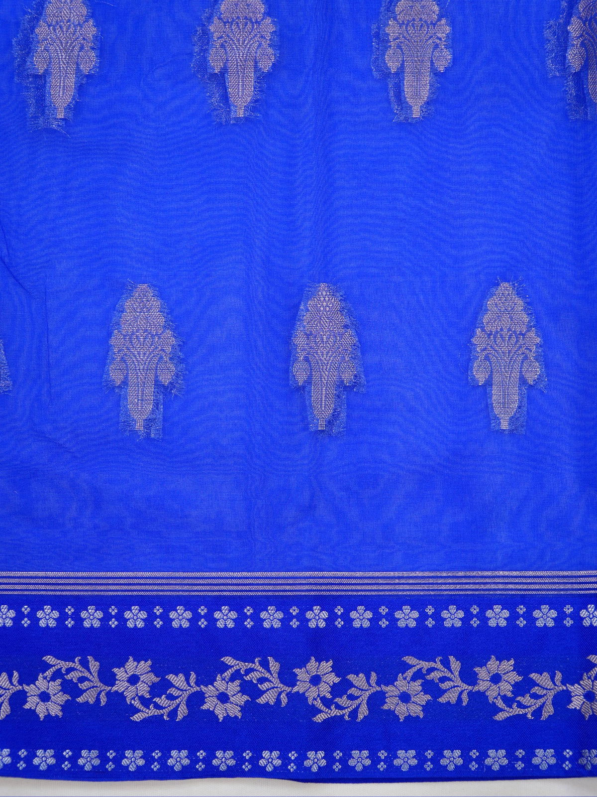 Royal Blue Soft Organza Silk Saree with Silver Zari