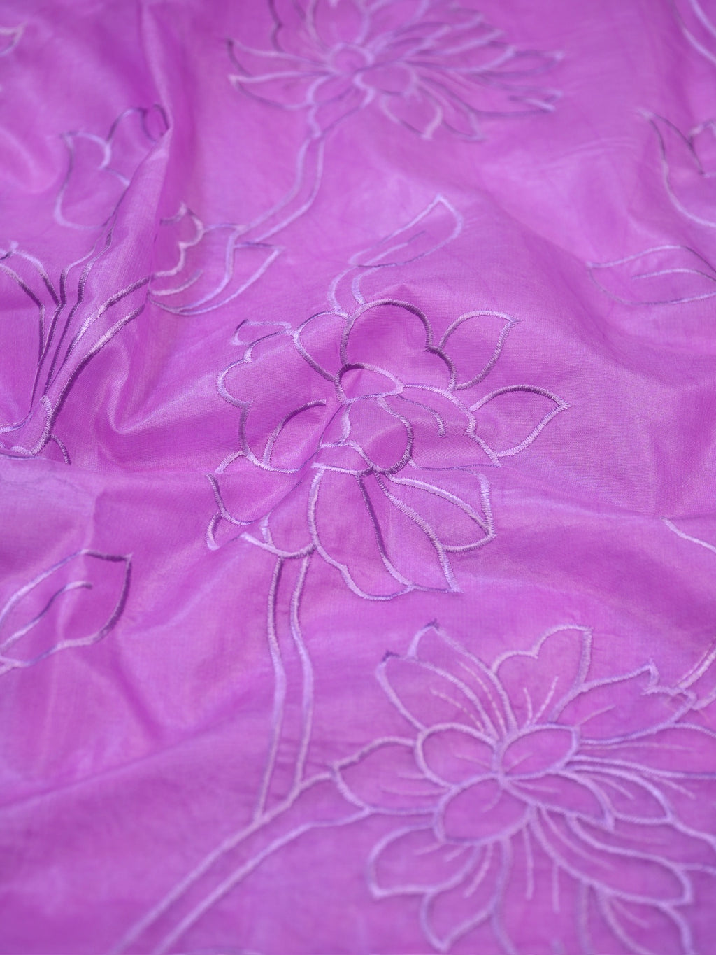 Lavender Soft Organza Vine Floral Embroidered Saree