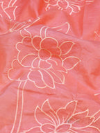 Peach Coral Soft Organza Floral Embroidered Saree