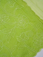 Light Green Soft Organza Silk Floral Embroidered Saree with Scalloped Border