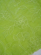 Light Green Soft Organza Silk Floral Embroidered Saree with Scalloped Border