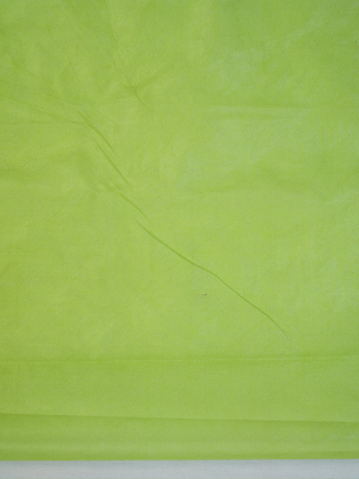 Lime Green Soft Organza Silk Floral Embroidered Saree with Scalloped Border