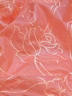 Dusty Peach Soft Organza Silk Floral Embroidered Saree with Scalloped Border