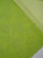 Pistachio Green Soft Organza Rose Embroidered Sare
