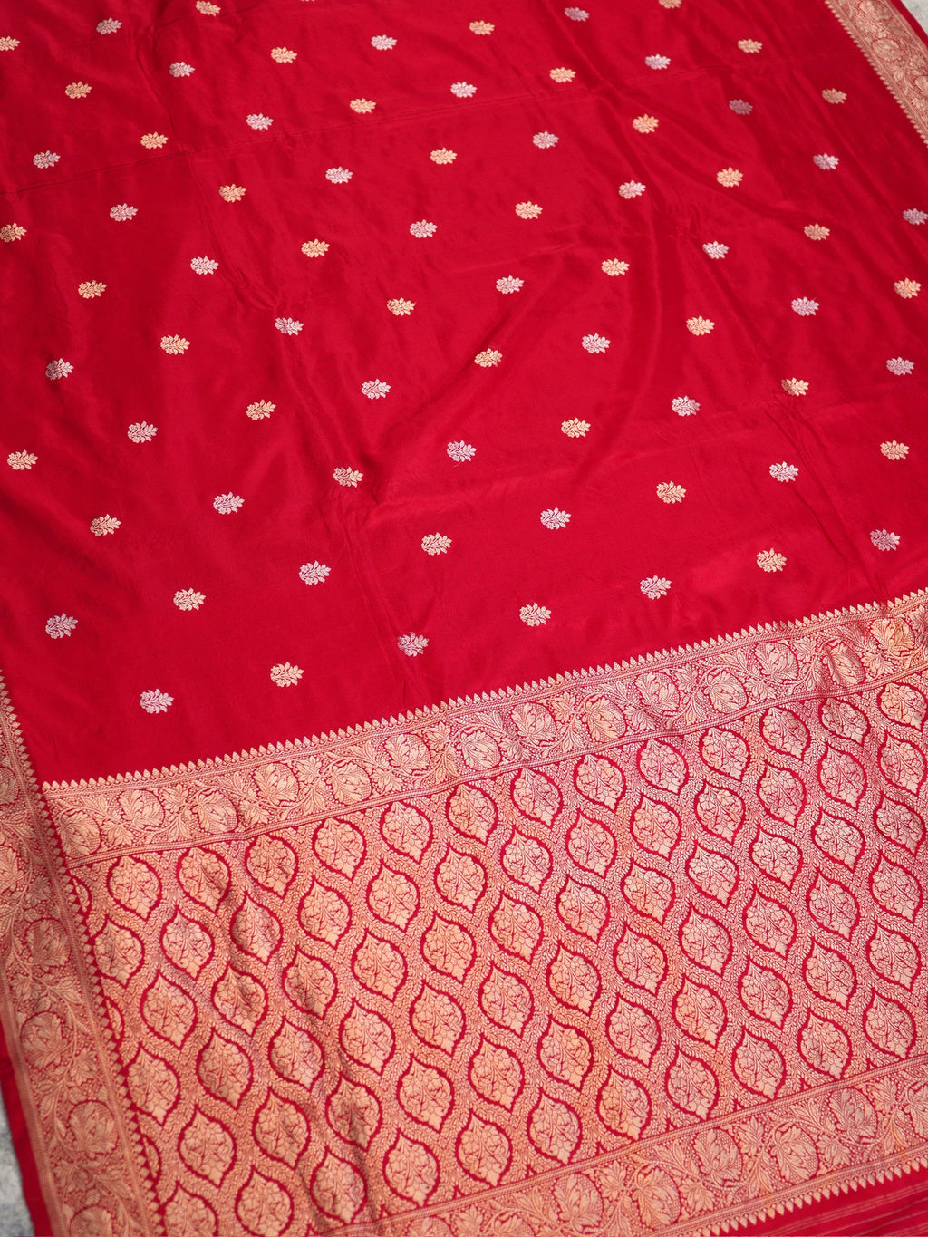 Banarasi Pure Katan Silk Kadhuva Handwoven Saree – Red