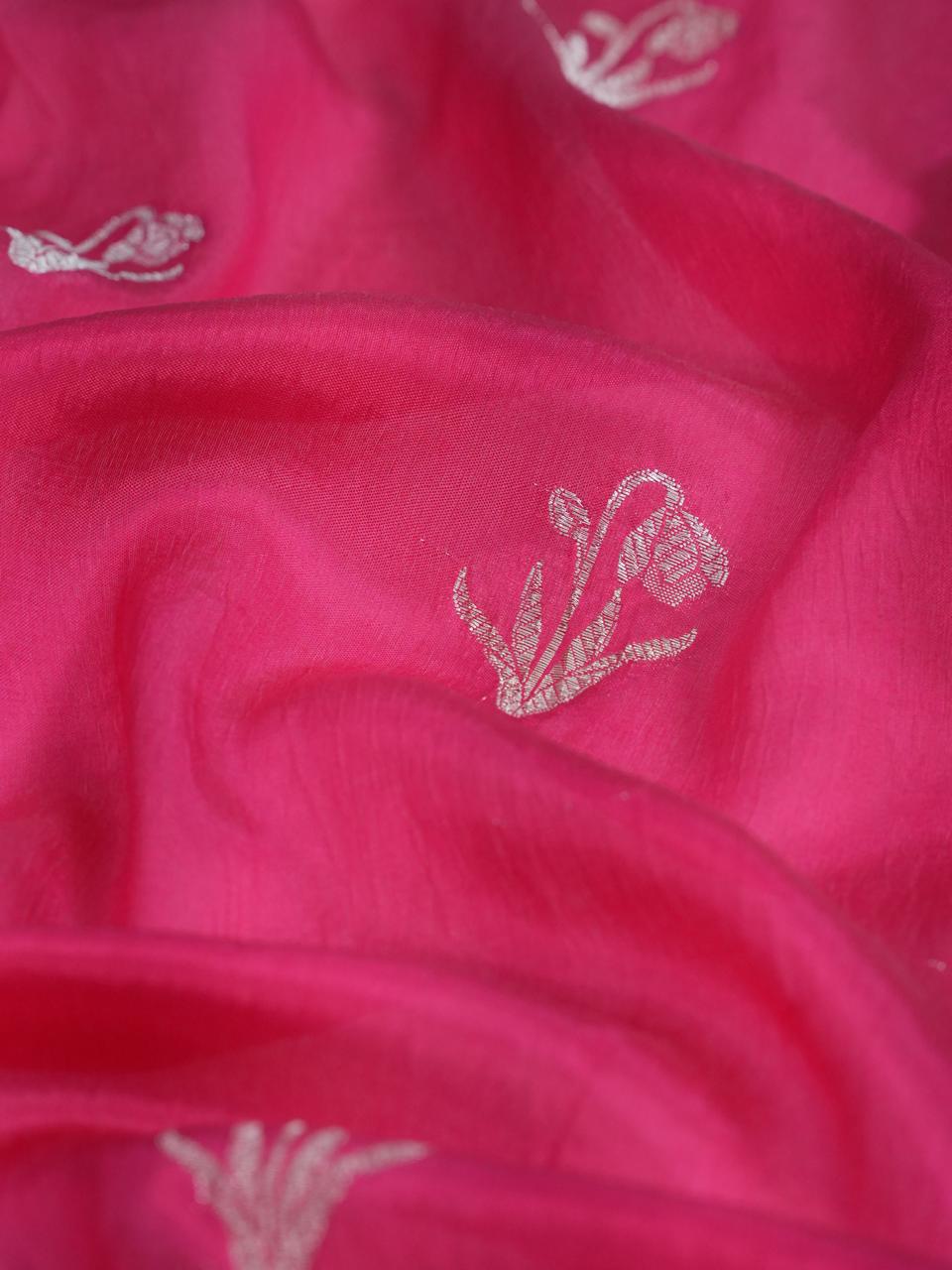 Banarasi Viscose Crush Saree – Pink & Rani Pink