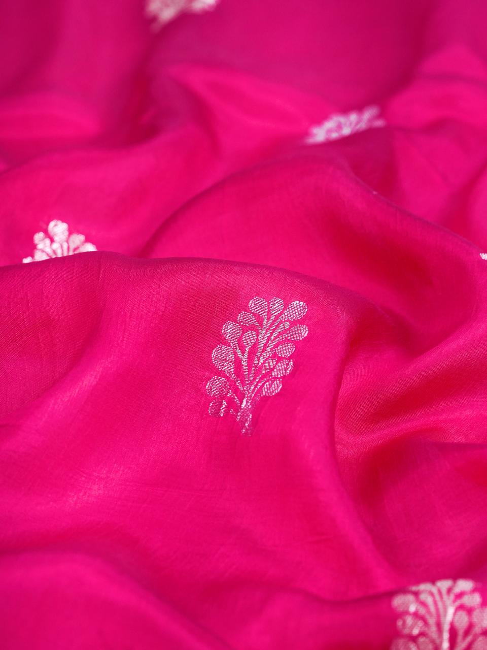 Banarasi Viscose Crush Saree – Rani Pink   Baby Pink