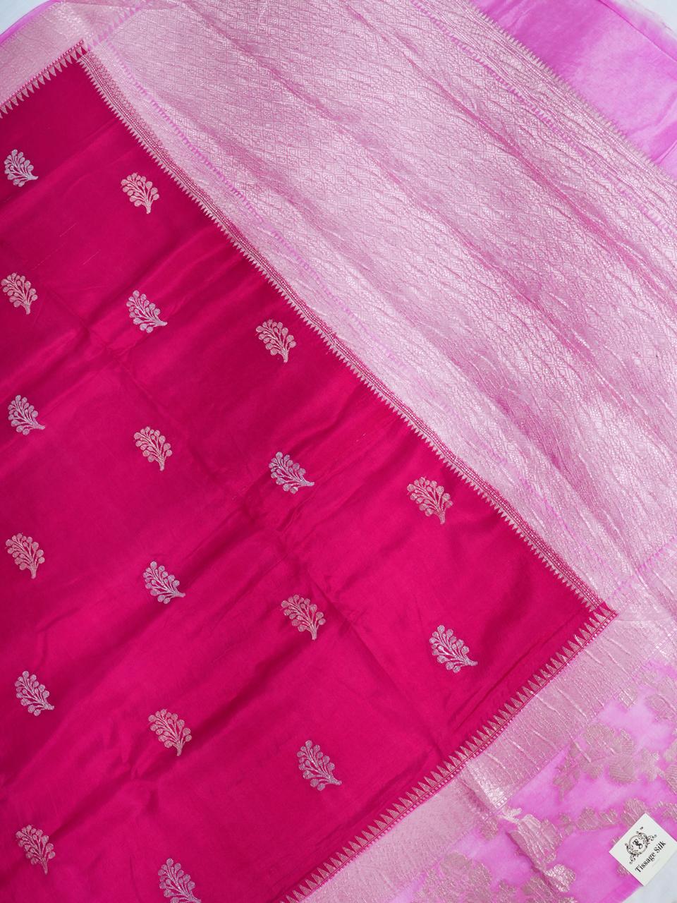 Banarasi Viscose Crush Saree – Rani Pink   Baby Pink