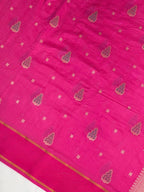 Rani Pink Banarasi Soft Mashru Silk Saree with Paisley Motifs & Dual-Tone Pallu