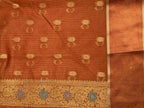 Rust Orange Banarasi Soft Silk Saree with Floral Minakari Border & Jaal Pallu