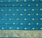 Teal Blue Banarasi Soft Silk Saree with Floral Minakari Border & Paisley Jaal Pallu