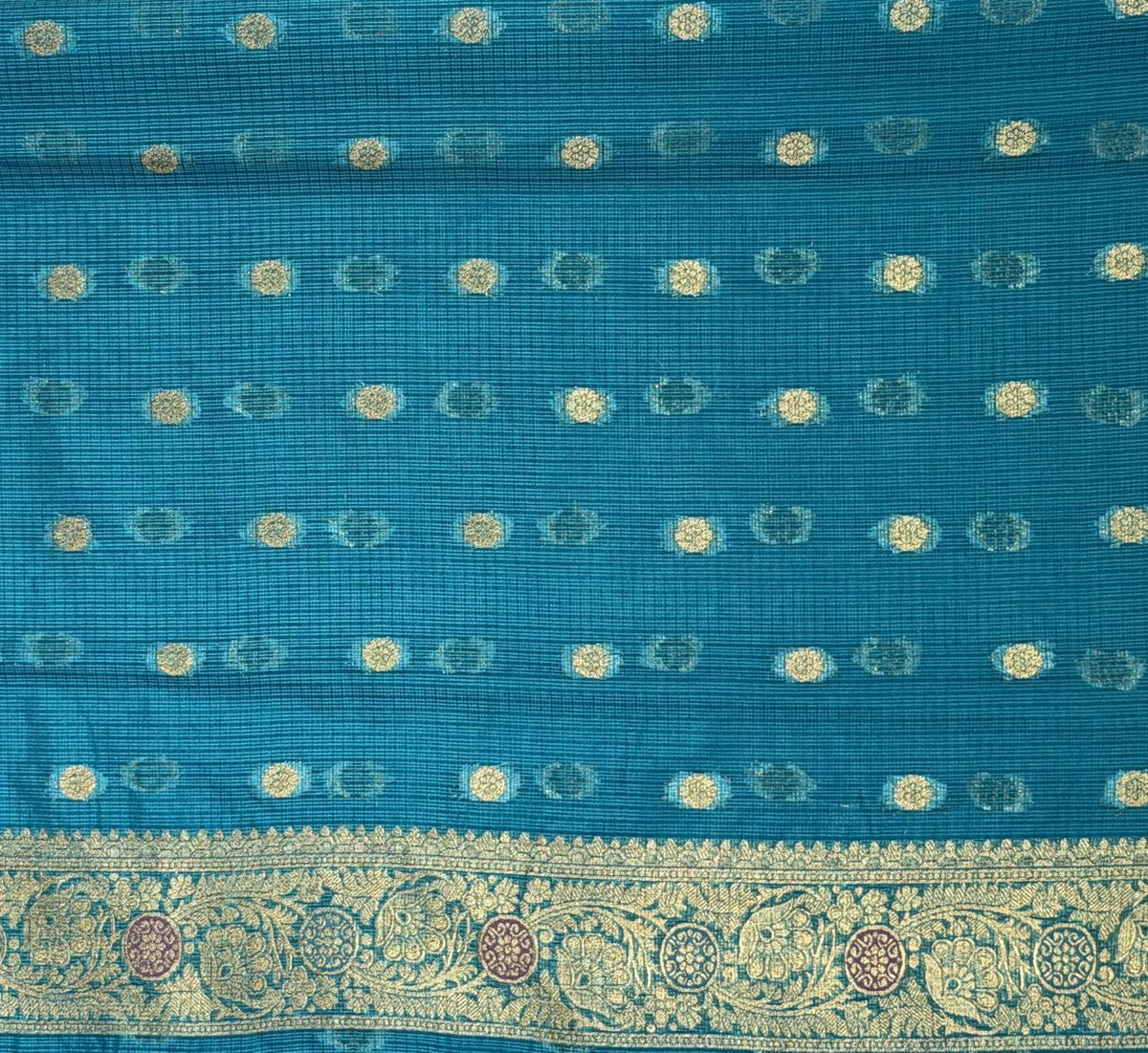 Teal Blue Banarasi Soft Silk Saree with Floral Minakari Border & Paisley Jaal Pallu
