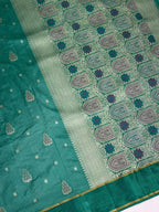 Sea Green Banarasi Soft Mashru Silk Saree with Paisley Motifs Minakari Pallu