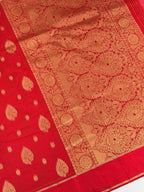 Red Banarasi Soft Silk Saree with Gold Zari Paisley Motifs