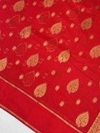 Red Banarasi Soft Silk Saree with Gold Zari Paisley Motifs