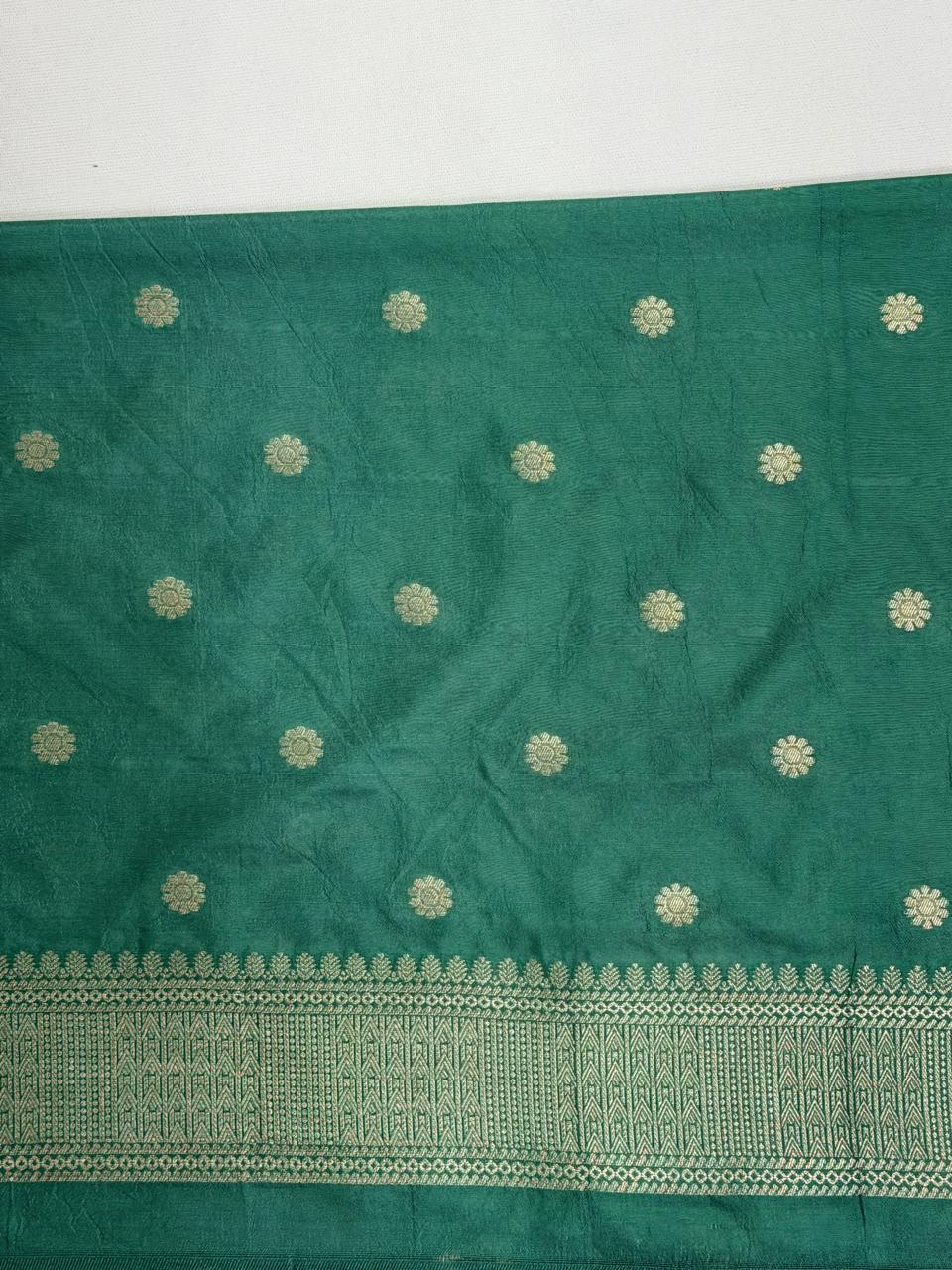 Sea Green Banarasi Soft Mashru Silk Saree with Paisley Motifs Minakari Pallu