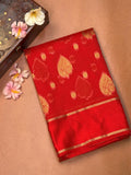 Red Banarasi Soft Silk Saree with Gold Zari Paisley Motifs