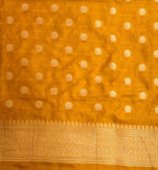 Mustard Gold Banarasi Soft Mashru Silk Saree with Paisley Motifs Minakari Pallu