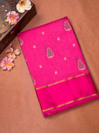 Rani Pink Banarasi Soft Mashru Silk Saree with Paisley Motifs & Dual-Tone Pallu