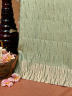 Fancy Pistachio Green Tissue Crush Saree