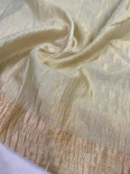 Fancy Tissue Crush Saree – Champagne Gold