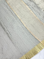 Fancy Tissue Crush Saree – Silver Grey & Gold