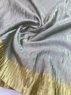 Fancy Tissue Crush Saree – Silver Grey & Gold