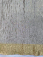 Fancy Tissue Crush Saree – Silver Grey & Gold
