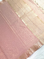 Ethereal Metallic Blush Pink Fancy Tissue Crush Saree