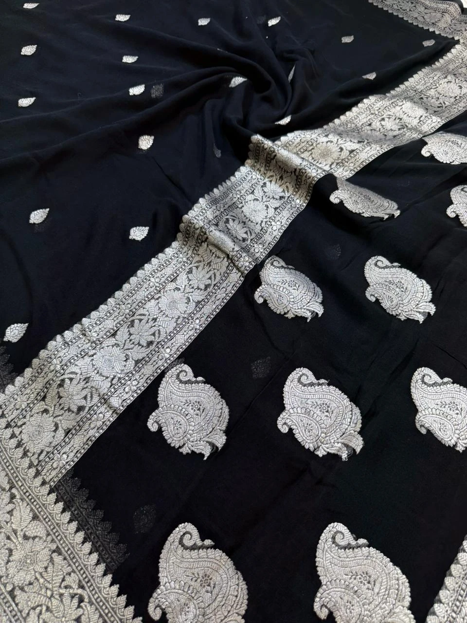 BANARASI PURE KHADDI CHIFFON SAREE